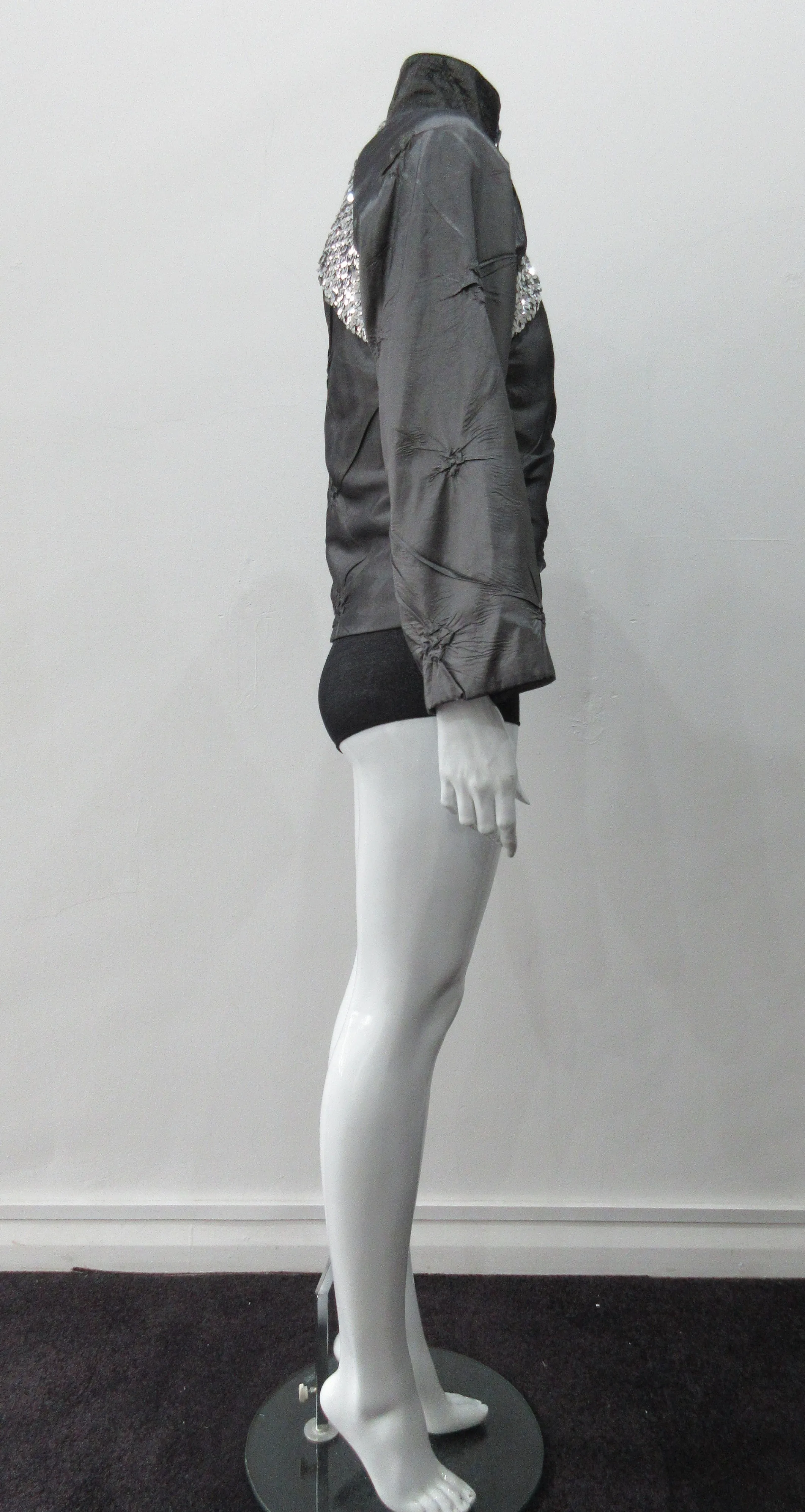 060306 -Grey Sparkle Raglan Panel Zip Jacket