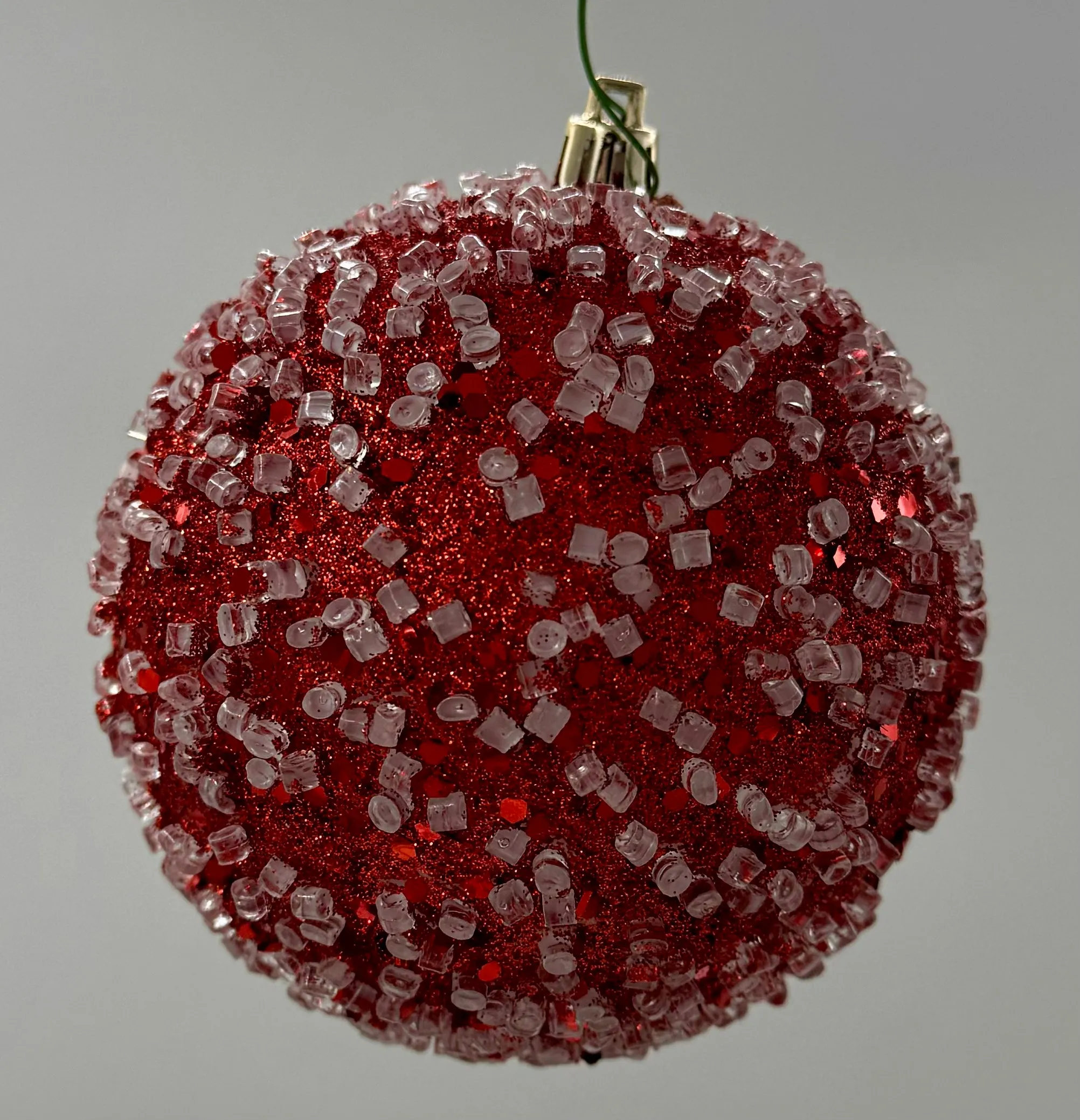 10" Red Glitter Hail Ball Ornament