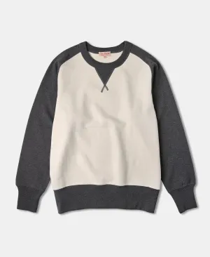 14 oz Contrast-Tipped Loopwheel Crewneck Sweatshirt - Gray/Apricot