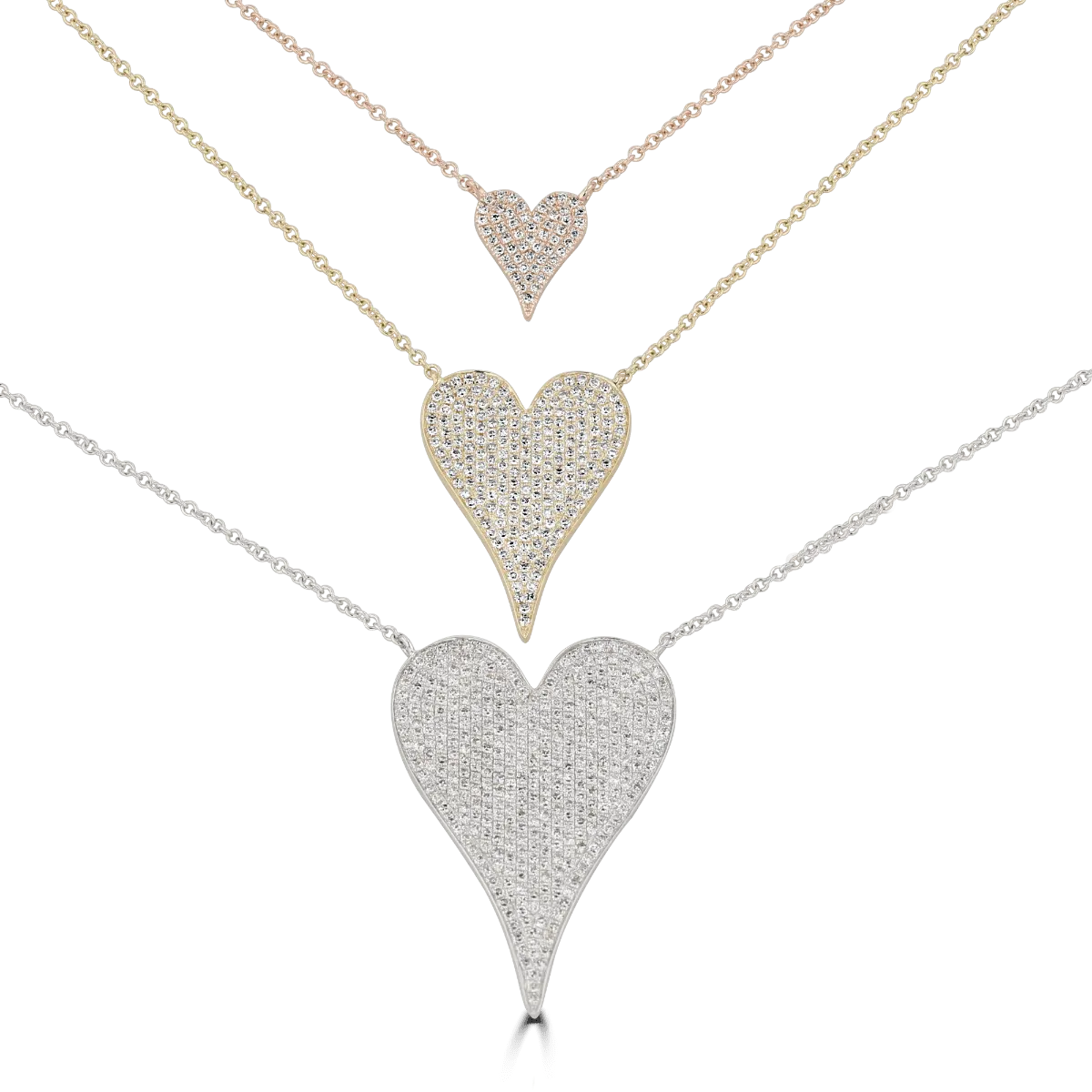 14KT GOLD 0.11 CTW DIAMOND PAVE HEART NECKLACE