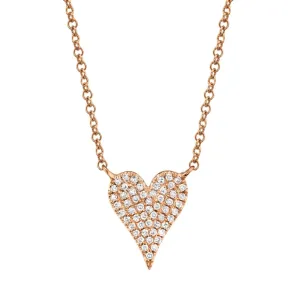 14KT GOLD 0.11 CTW DIAMOND PAVE HEART NECKLACE