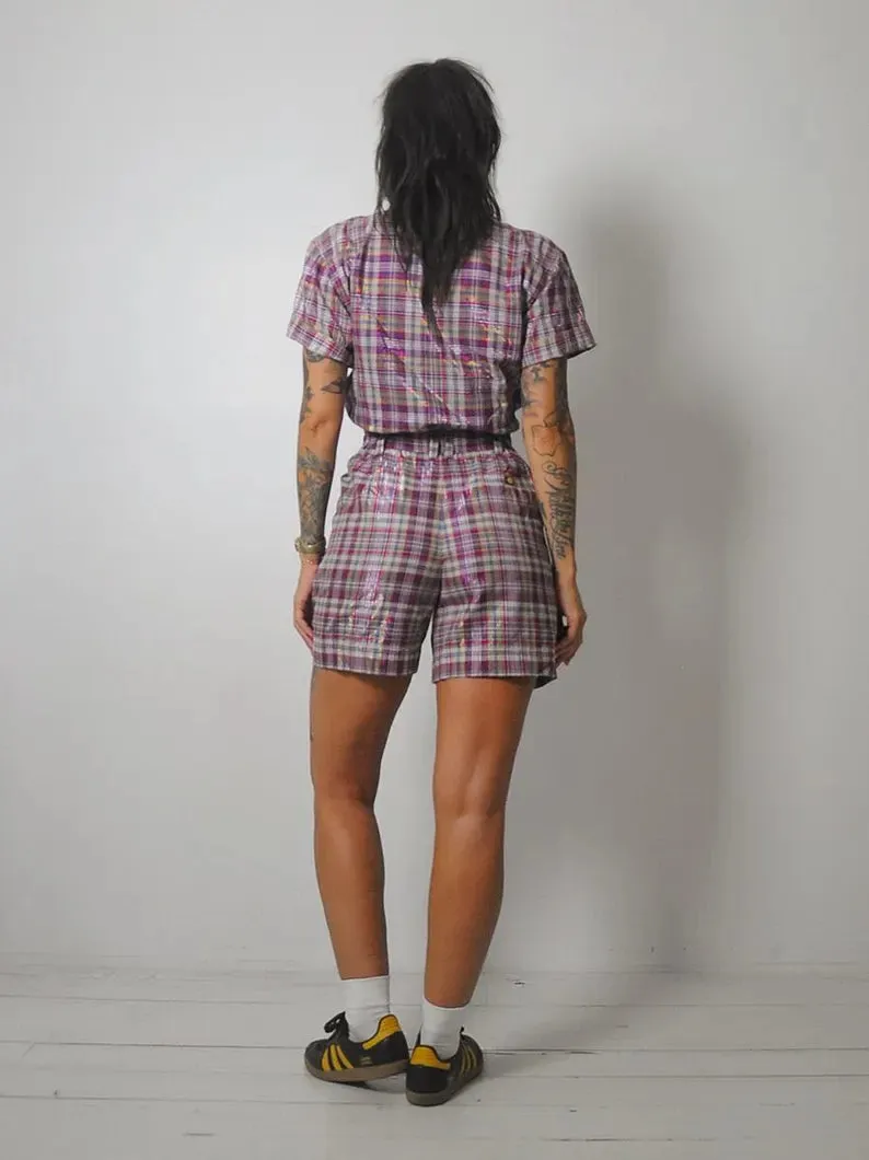 1980's Deadstock Plaid Short Set