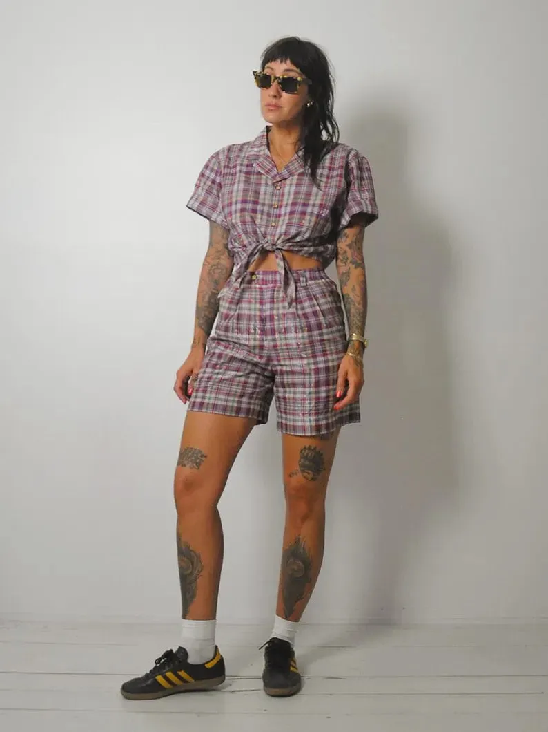 1980's Deadstock Plaid Short Set