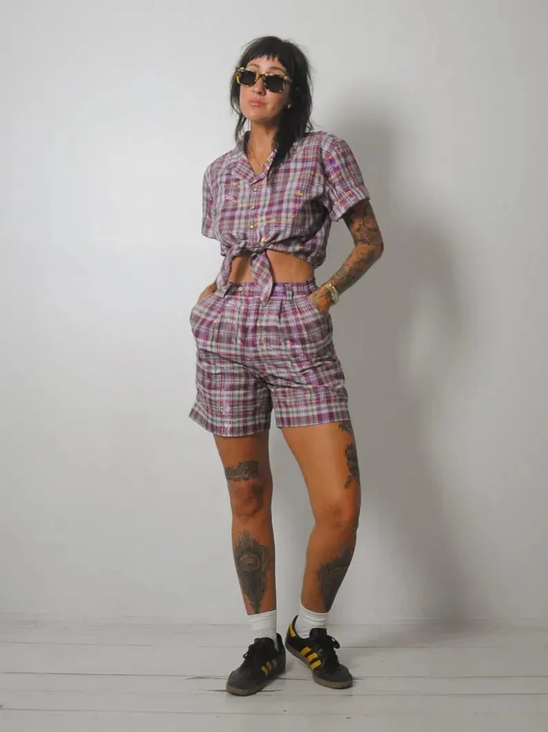 1980's Deadstock Plaid Short Set