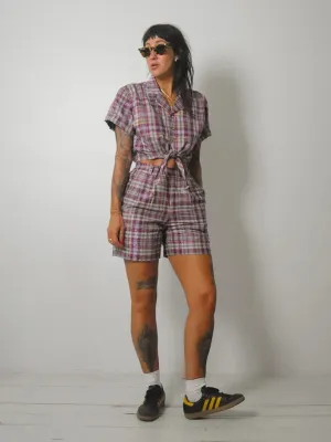 1980's Deadstock Plaid Short Set