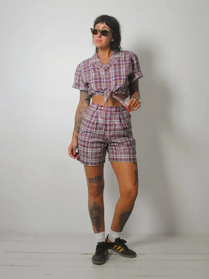 1980's Deadstock Plaid Short Set