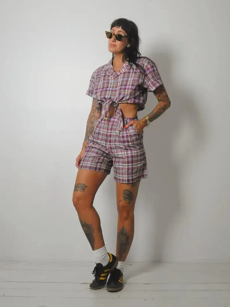 1980's Deadstock Plaid Short Set