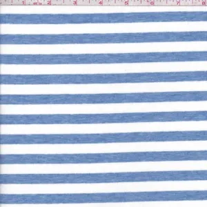 2 3/4 YD PC-Heather Blue/White Stripe Jersey Knit Fabric