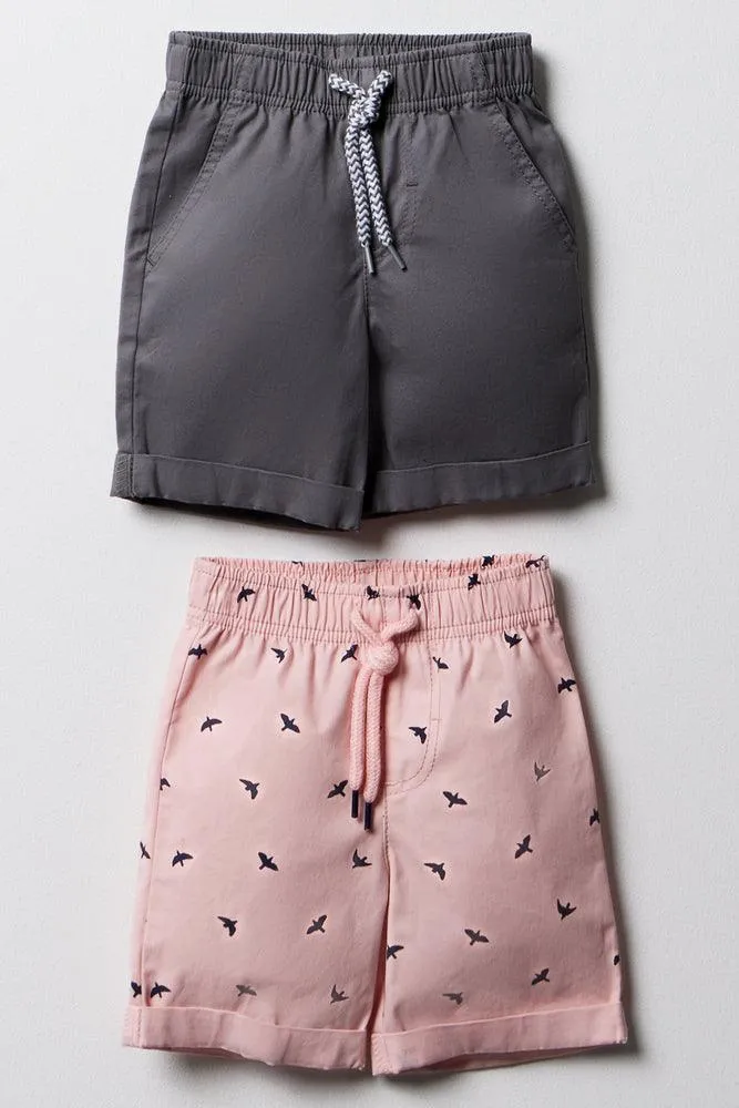 2 Pack Shorts Grey & Pink