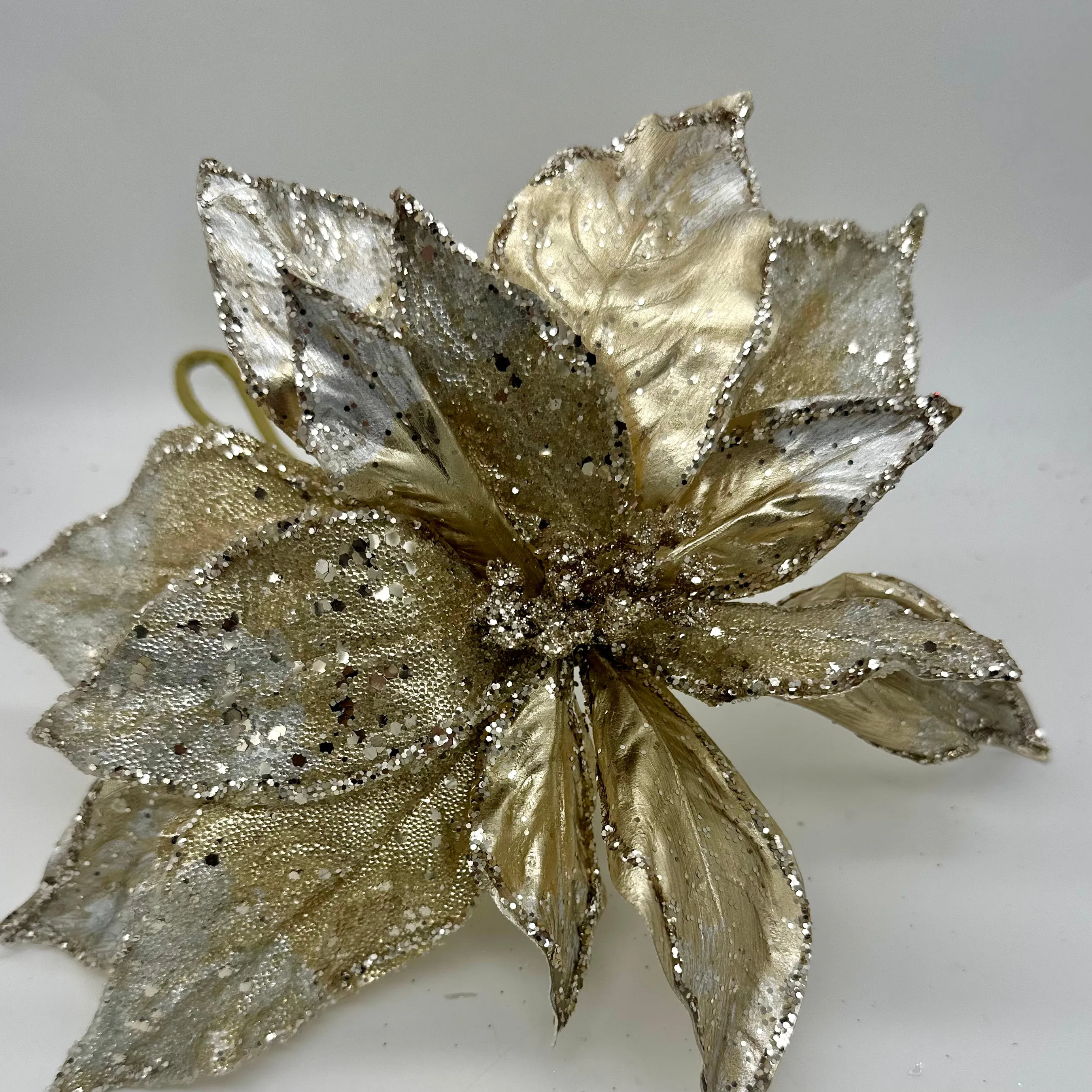 20" Gold Metallic Diamond Poinsettia