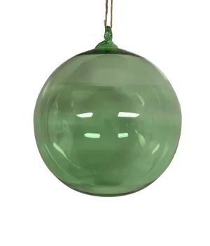 6'' Clear Blown Glass Ball Ornament - Green | SB