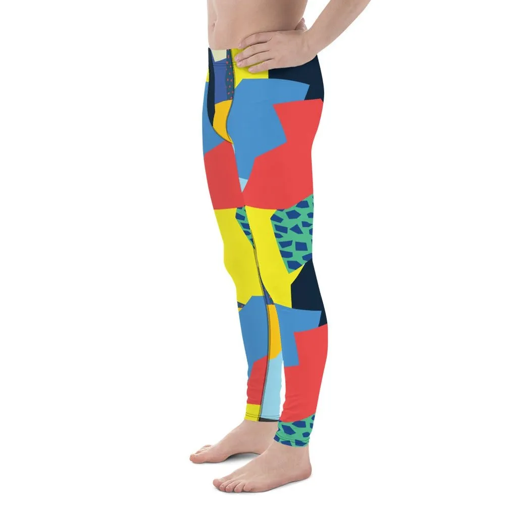 90s Color Block Men's Leggings