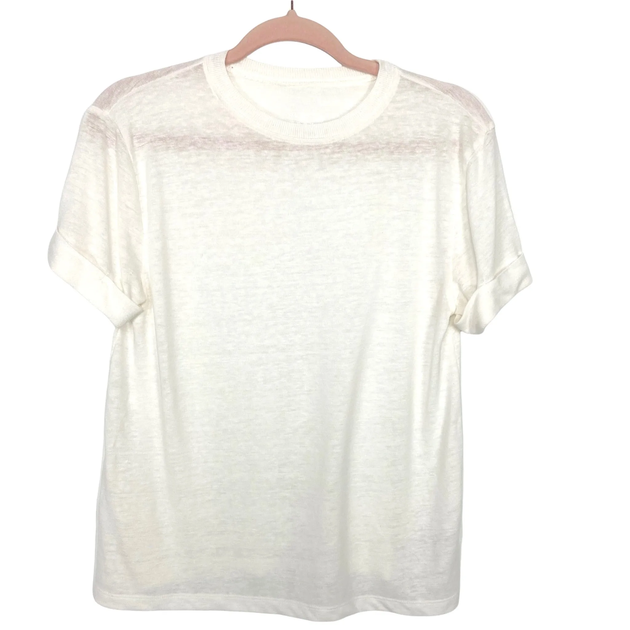 A New Day Cream Rolled Sleeve Tee- Size XS