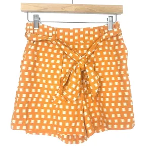 A New Day Mustard and White Printed Belted Shorts- Size XS