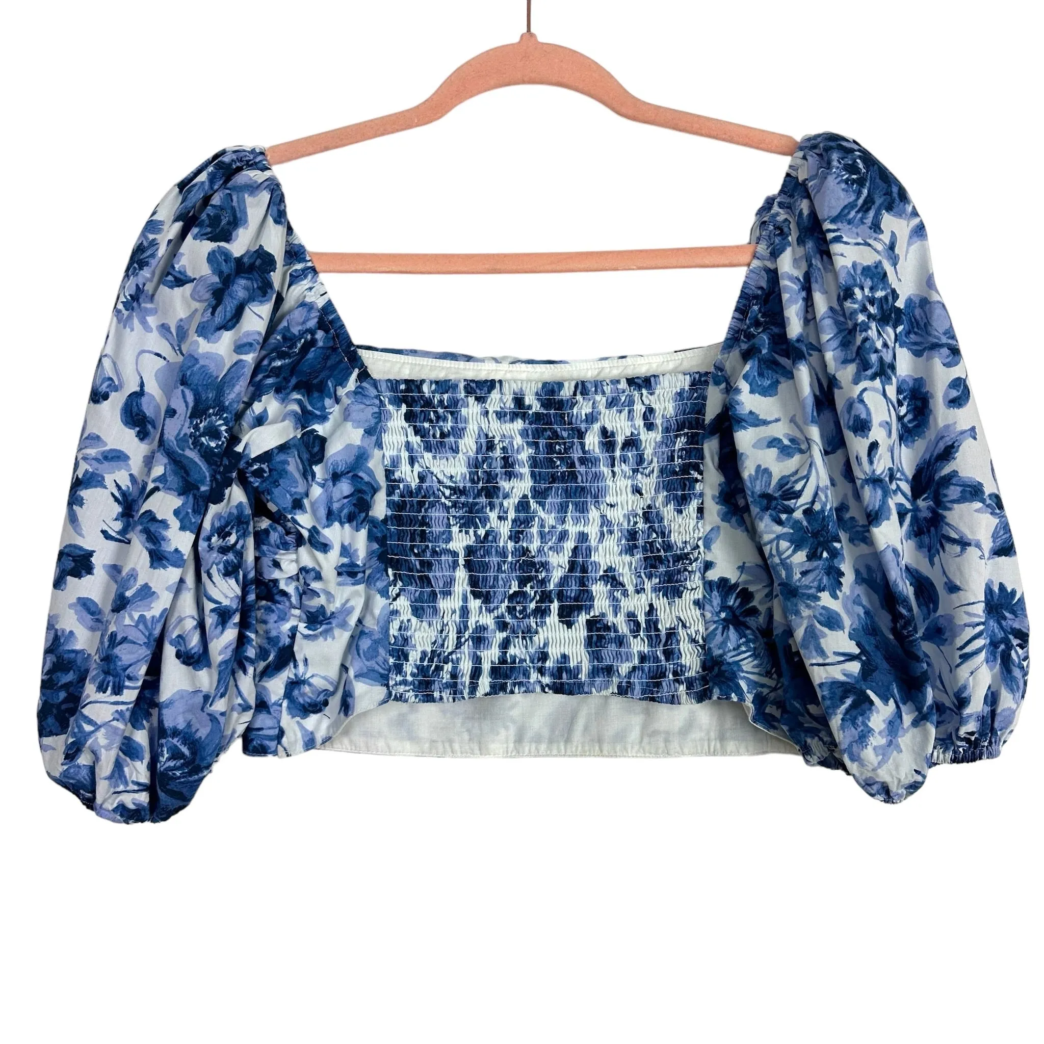 Abercrombie & Fitch Blue Floral Puff Sleeve Top- Size M