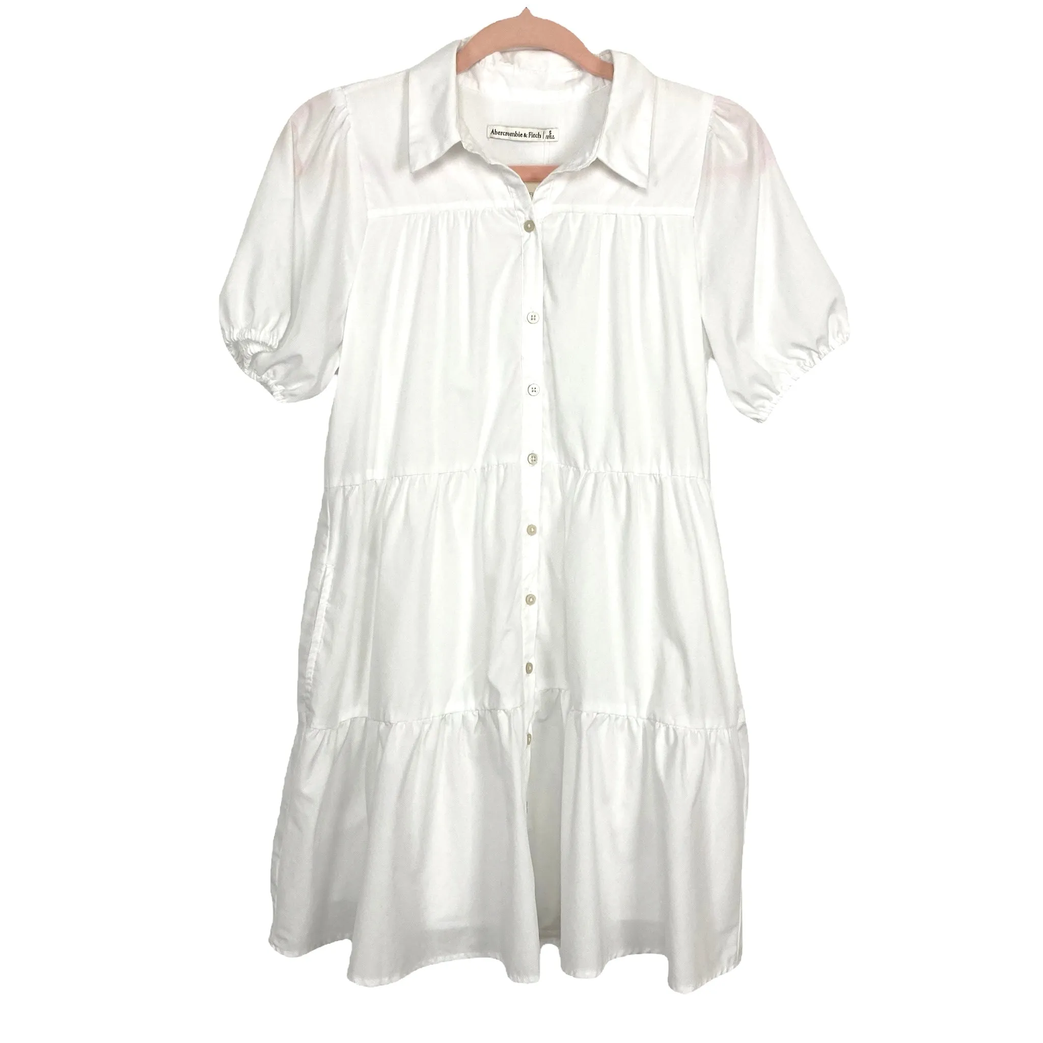 Abercrombie & Fitch Button Up White Short Sleeve Dress NWT- Size S