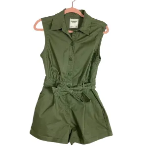 Abercrombie & Fitch Olive Belted Utility Romper- Size S Petite