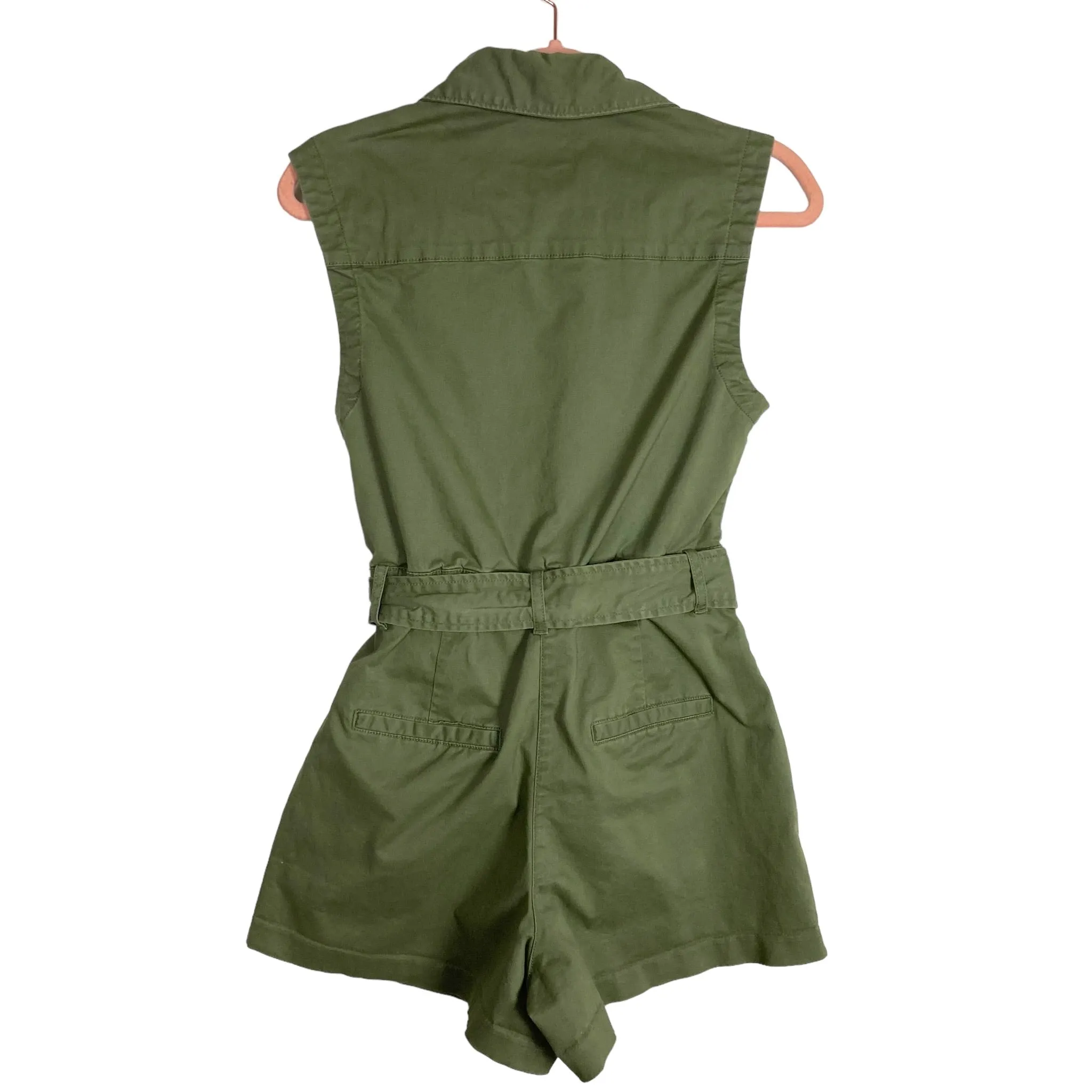 Abercrombie & Fitch Olive Belted Utility Romper- Size S Petite