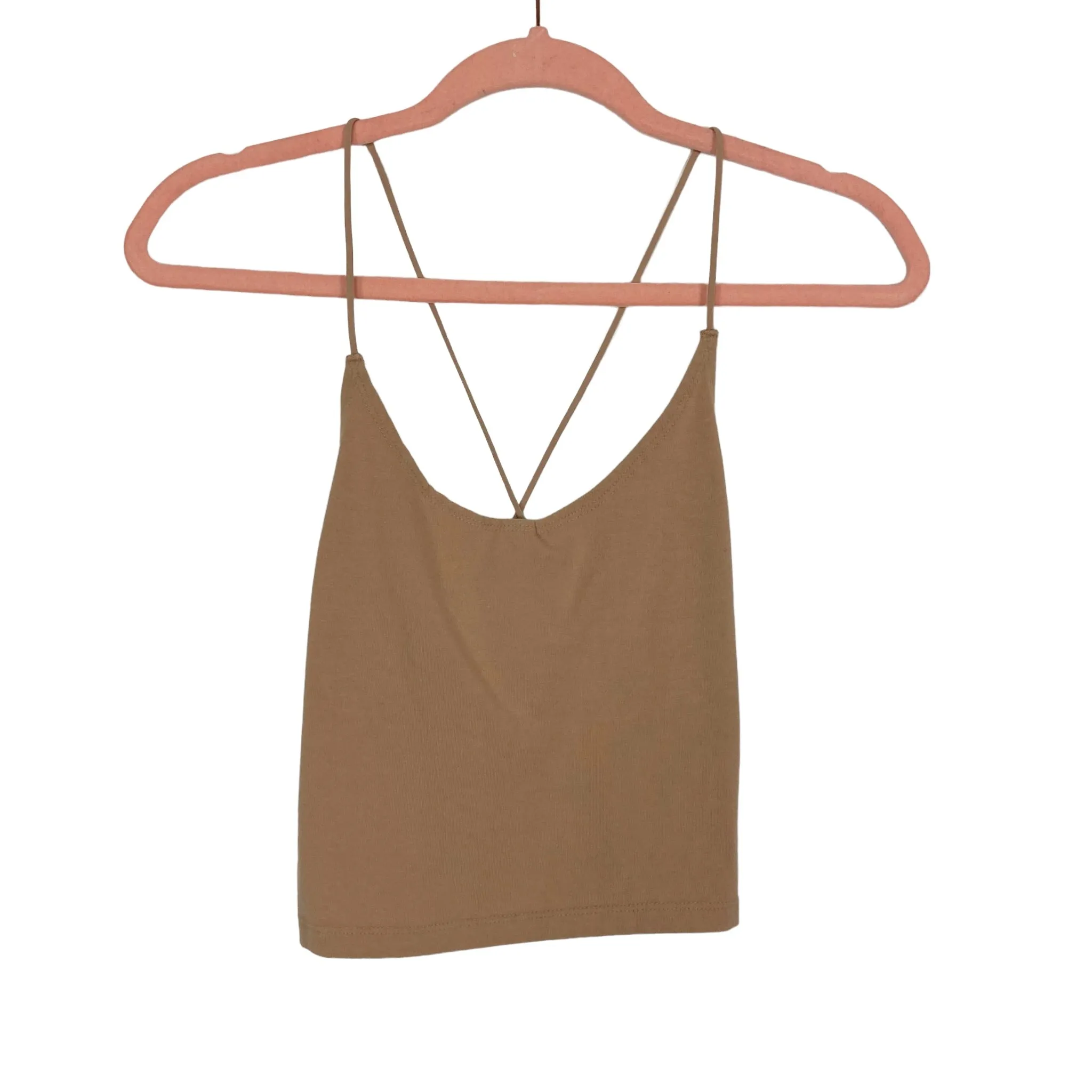 Abercrombie & Fitch Tan with Criss Cross Straps Cropped Cami- Size S