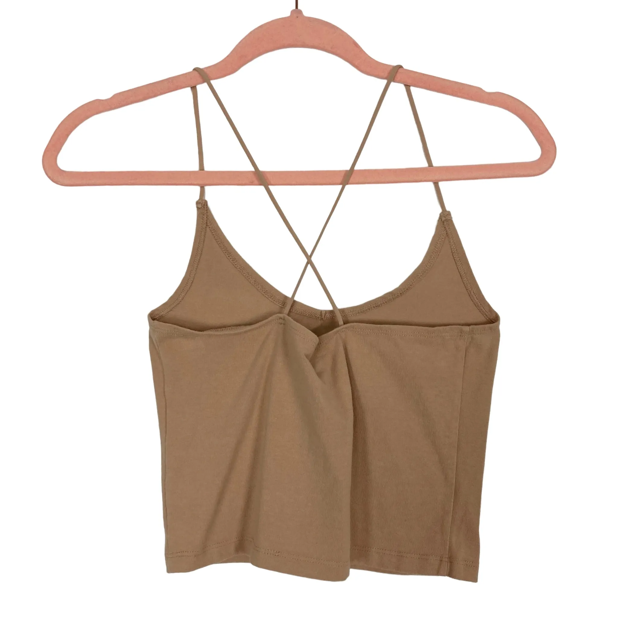 Abercrombie & Fitch Tan with Criss Cross Straps Cropped Cami- Size S