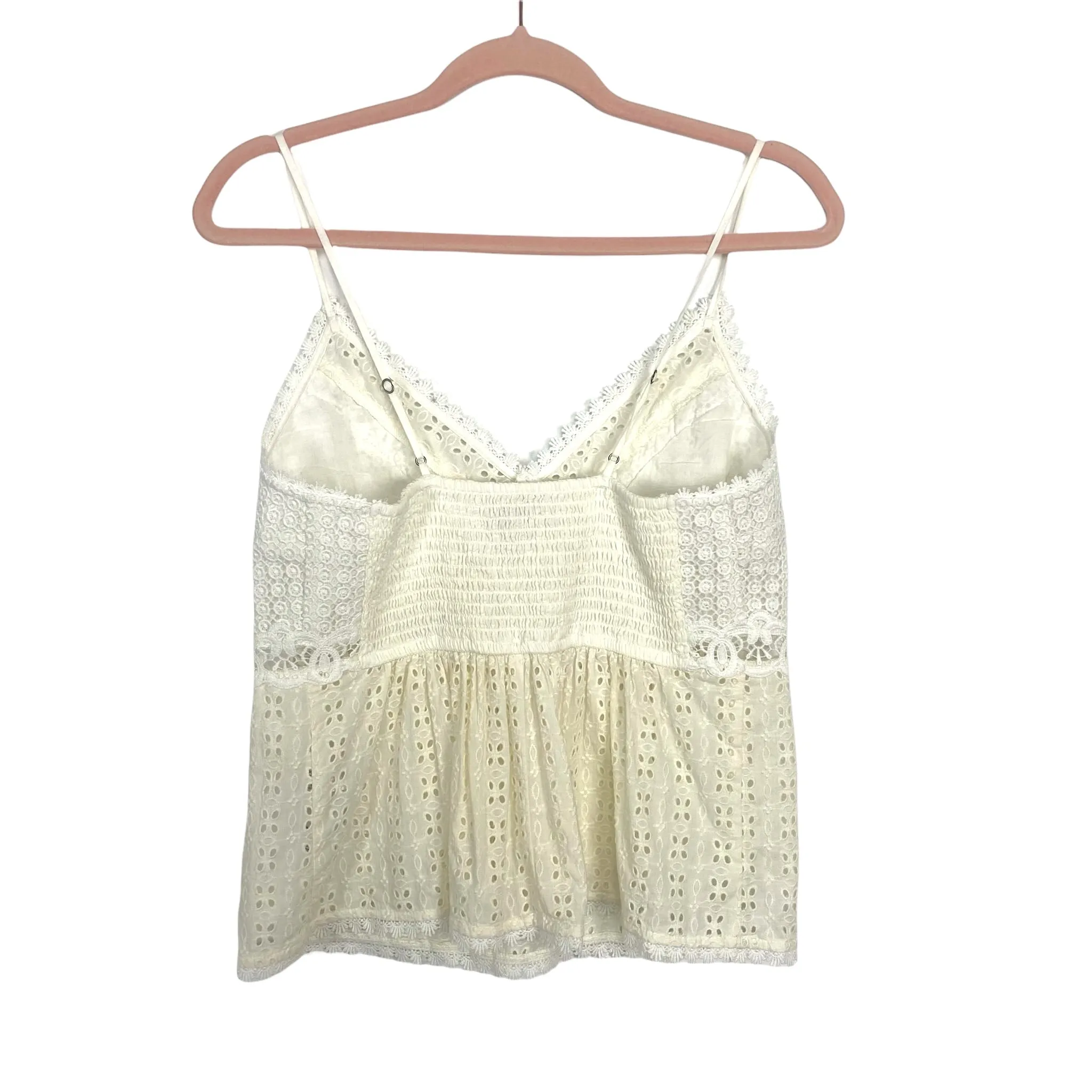 Abercrombie & Fitch White and Cream Eyelet Lace V-Neck Cami Top- Size M