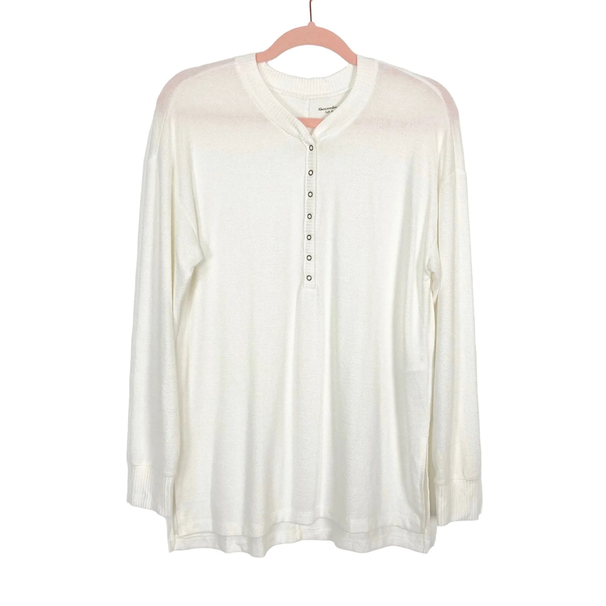 Abercrombie & Fitch White Cozy Oversized Boyfriend Henley- Size S (sold out online)