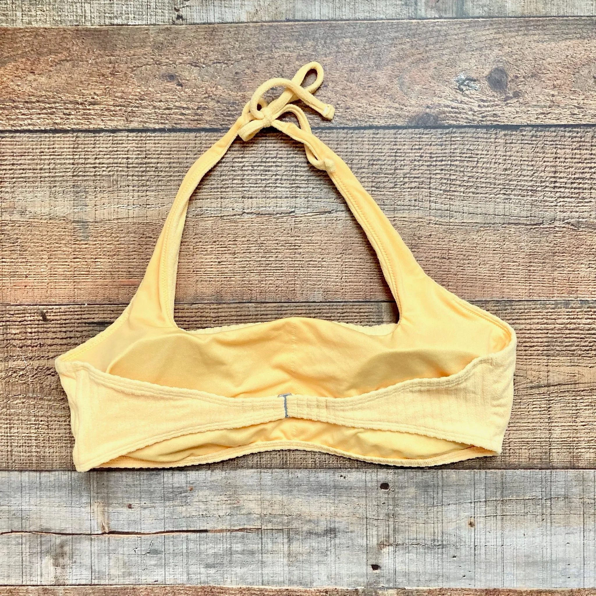 Abercrombie & Fitch Yellow Ribbed Terry Cloth Padded Halter Bikini Top- Size XL (sold out online, we have matching bottoms and skirt cover up)