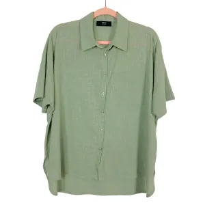 ABLE Green Front Pocket Button Up Collared Top- Size M