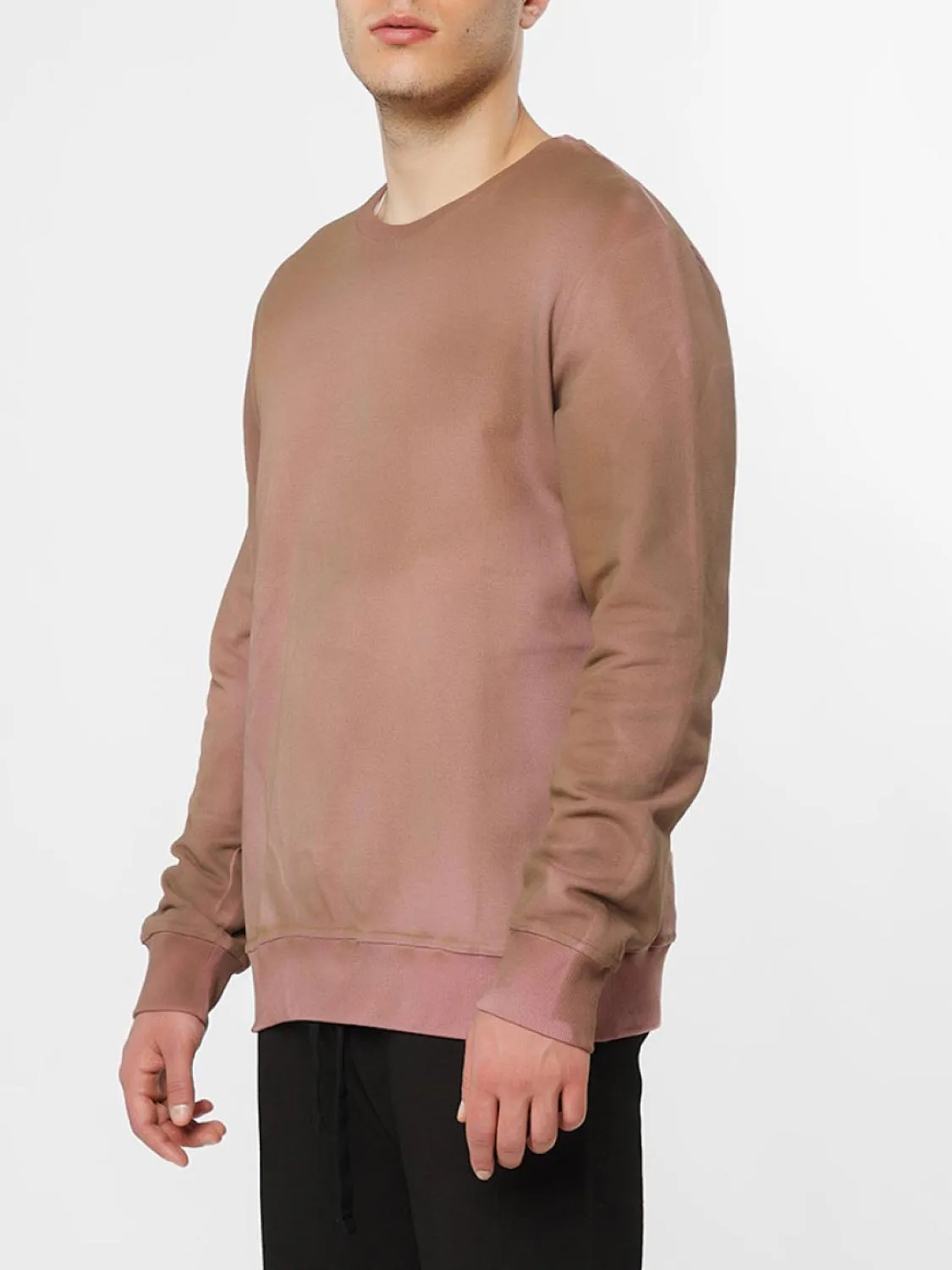 Acid Dye Organic Cotton Crew Neck Sweatshirt Dusty Pink