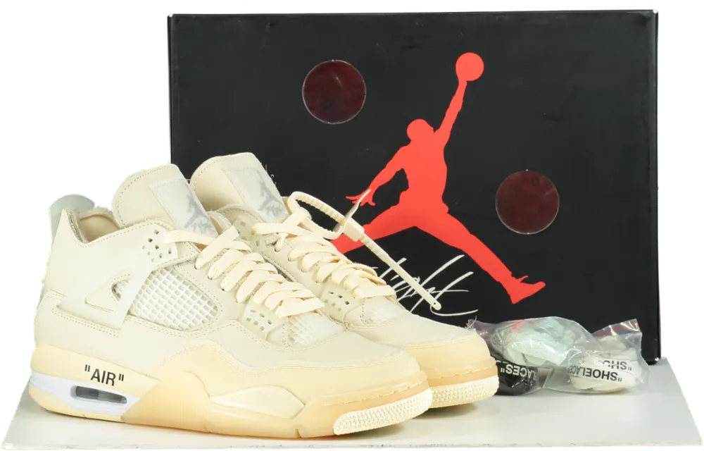 Air Jordan CV9388 Off-White Sail/Muslin 4 Retro SP Trainers UK 8 👟