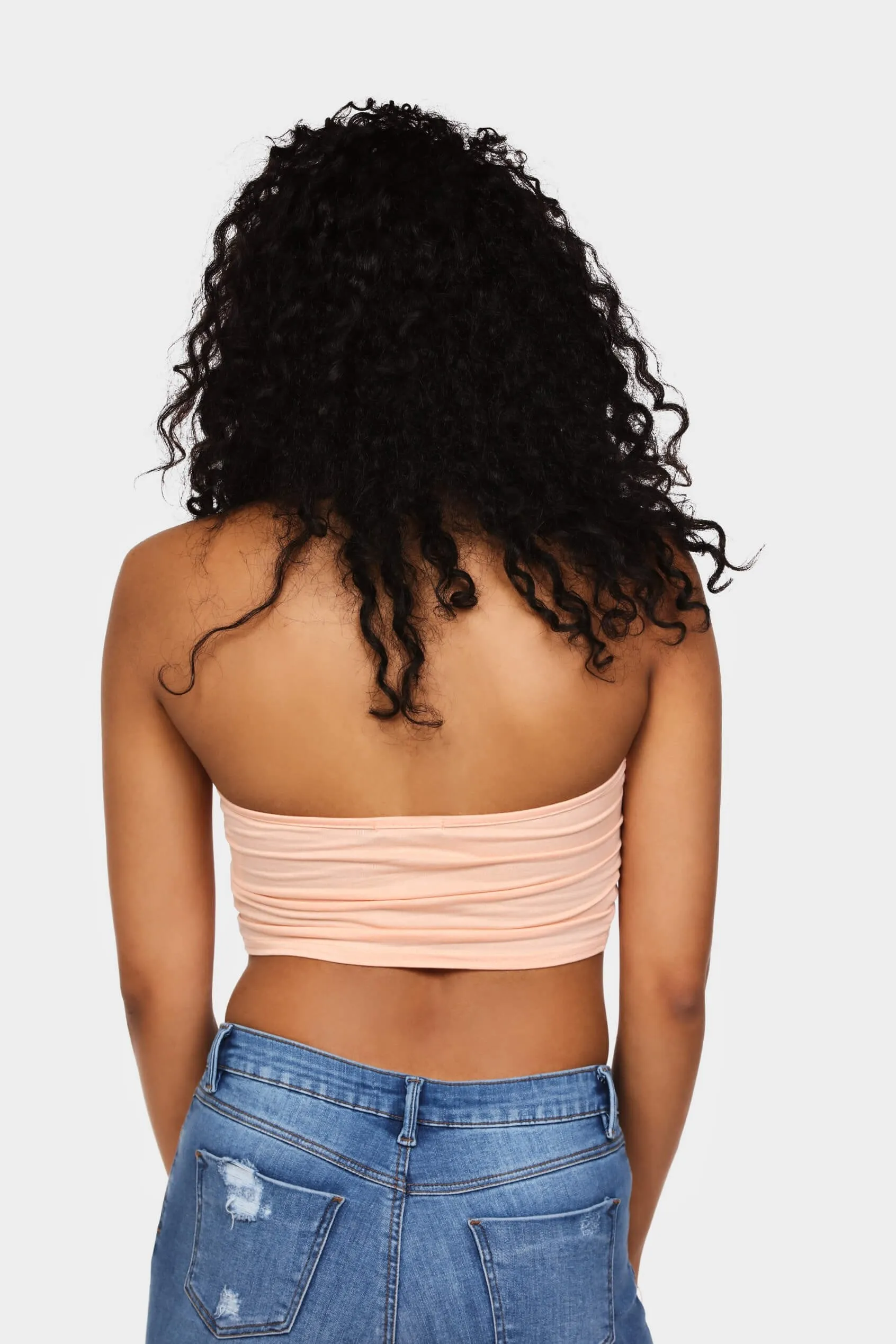 Apricot Deep V Halter Crop Top