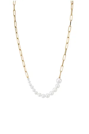 Ascending Pearls Necklace on Rectangular Chain (Sold Out)