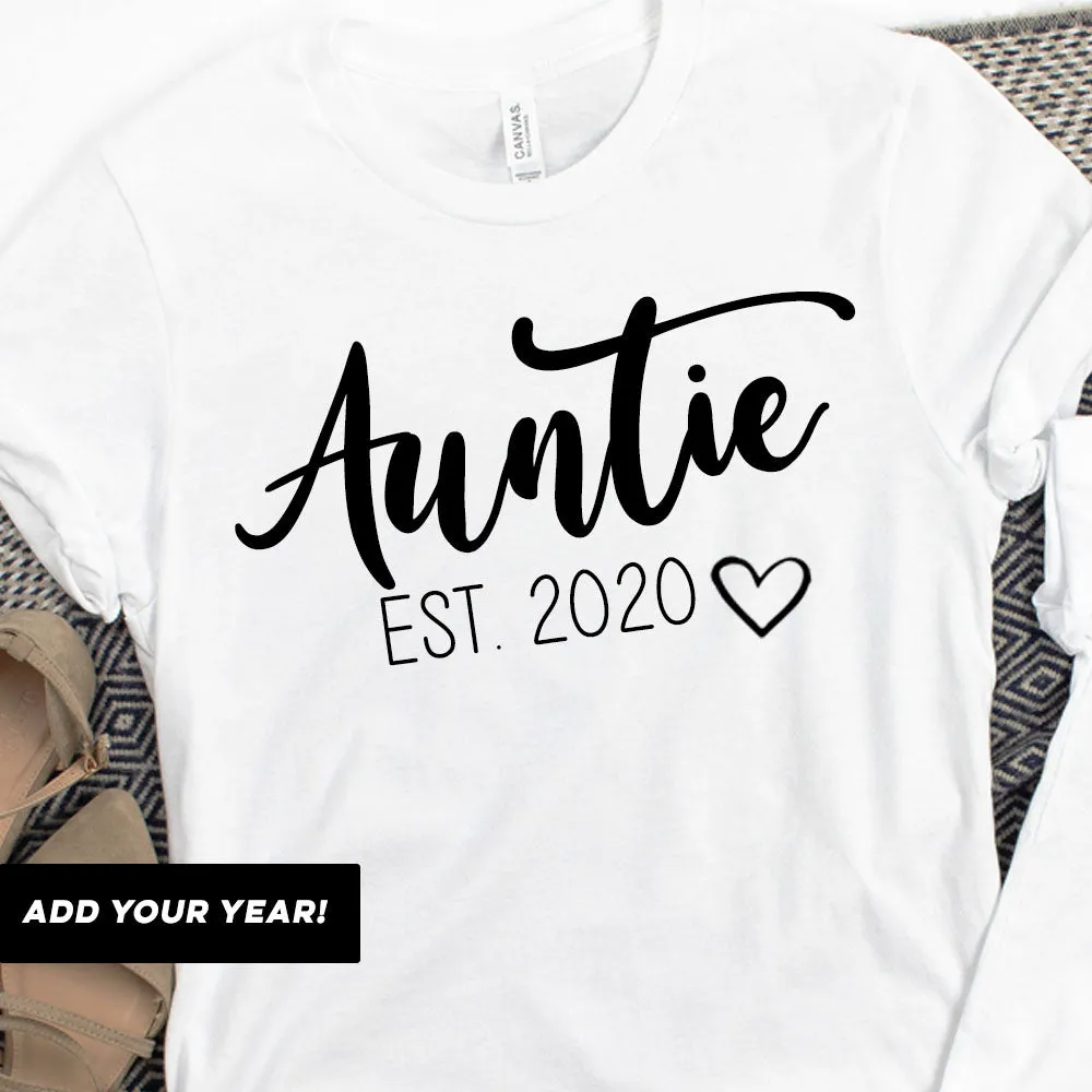 Auntie & Auntie's Bestie Bella Script Personalised White T-Shirts (MRK X)