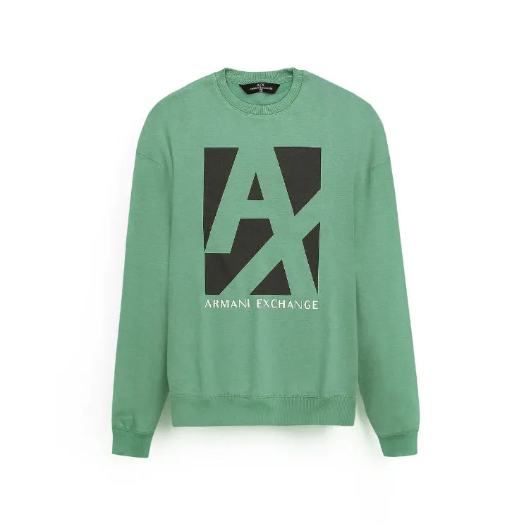 AX - Men 'Sea Green' Printed Fleece Sweatshirt AX365