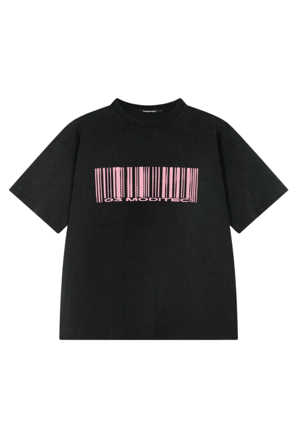 Barcode Distressed Print T-shirt