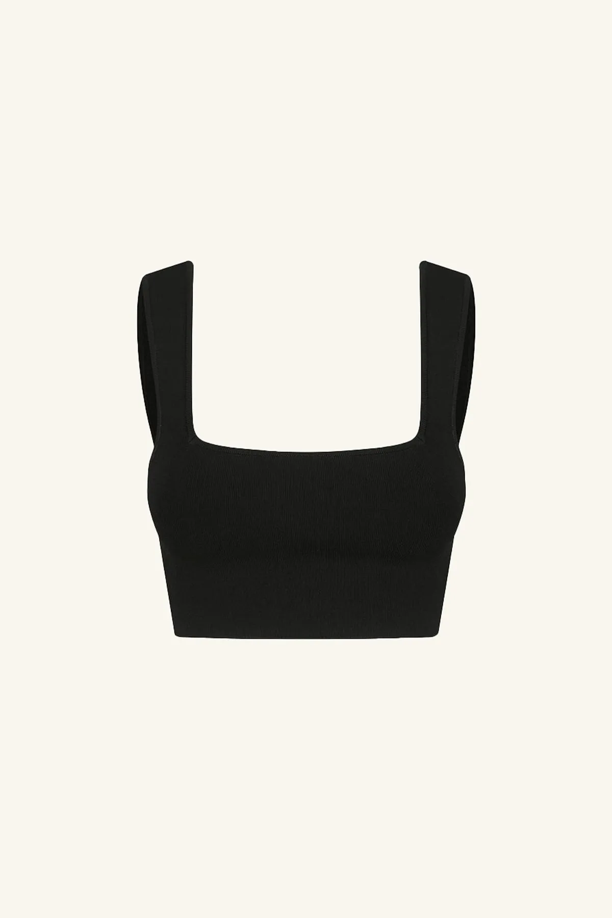 BASIC SQUARE NECK CROP TOP - BLACK