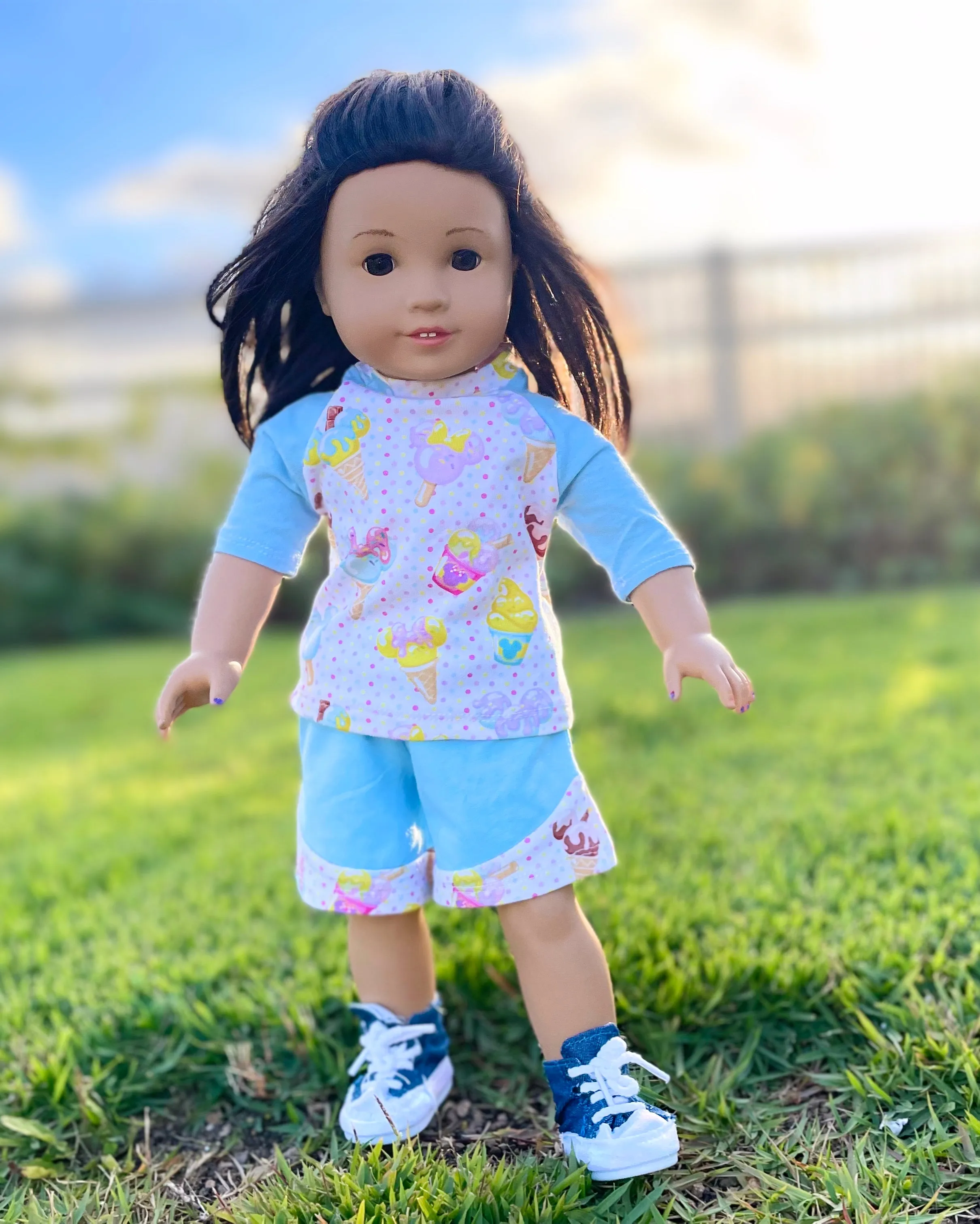 Be Active Shorts & Raglan Tee Doll Pattern Set