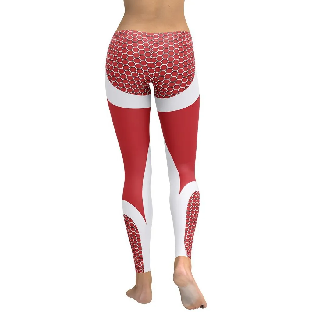 Beehive Geometric Leggings Scarlet Red