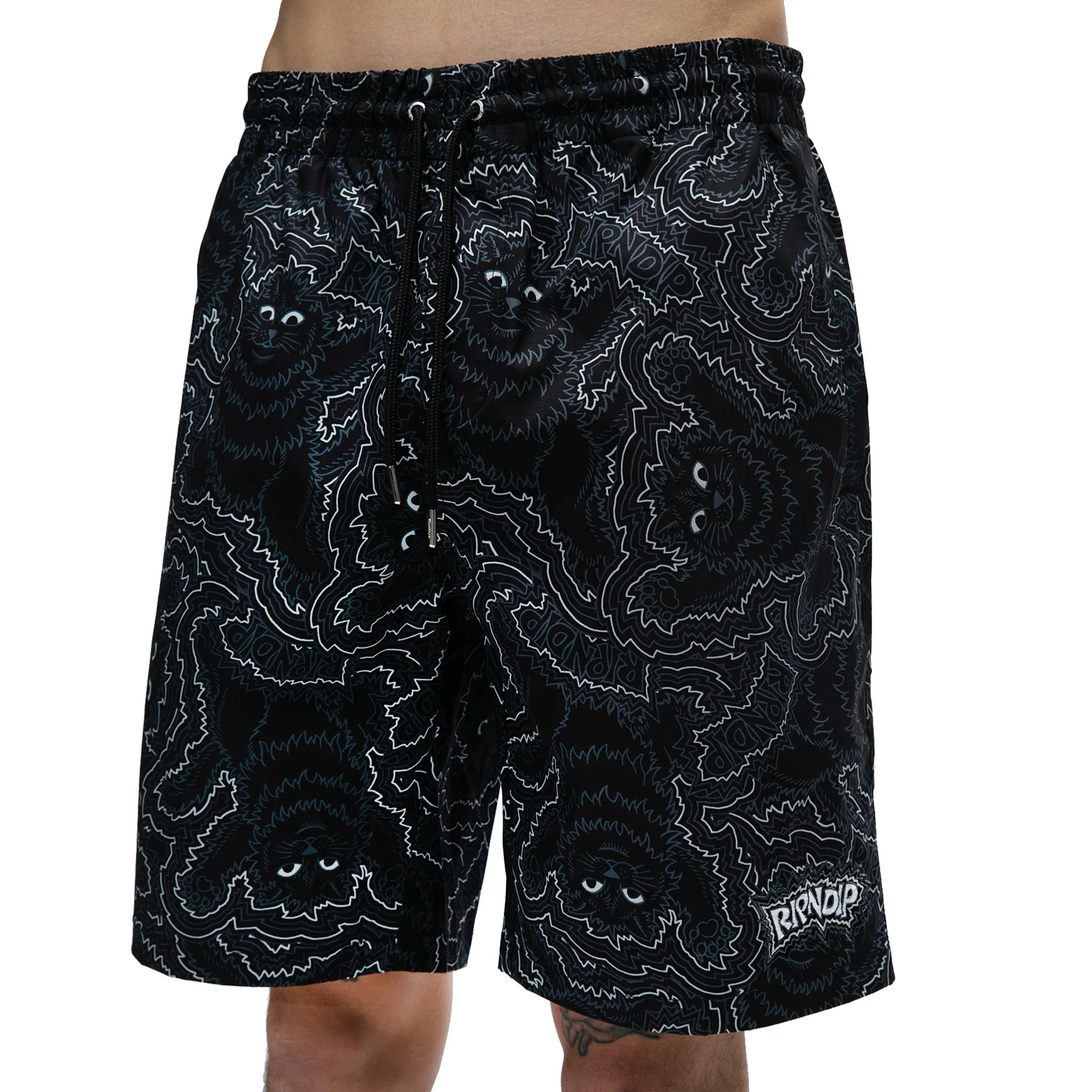 Black Swim Shorts with Big Pussy Energy Logo