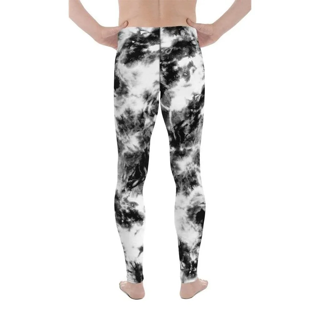 Black & White Tie Dye Men's Leggings