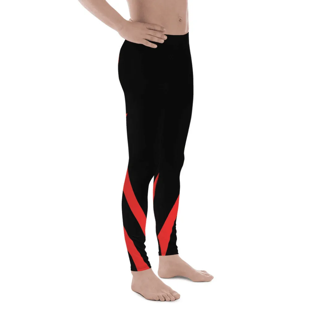 Black and Red Heart Shaped Men's Leggings