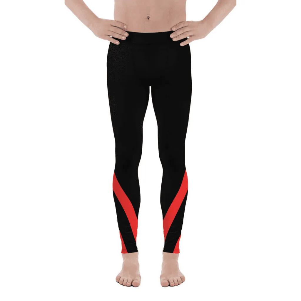 Black and Red Heart Shaped Men's Leggings