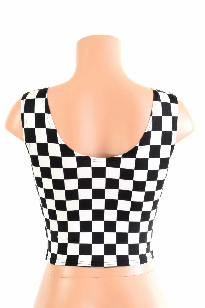 Black and White Checkered Crop Tank Top