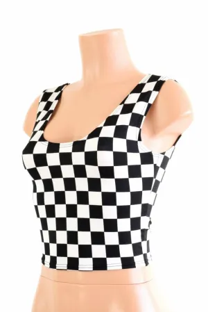 Black and White Checkered Crop Tank Top