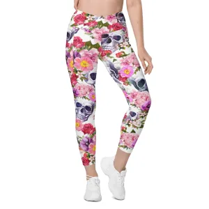 Boho Skull Crossover Leggings With Pockets