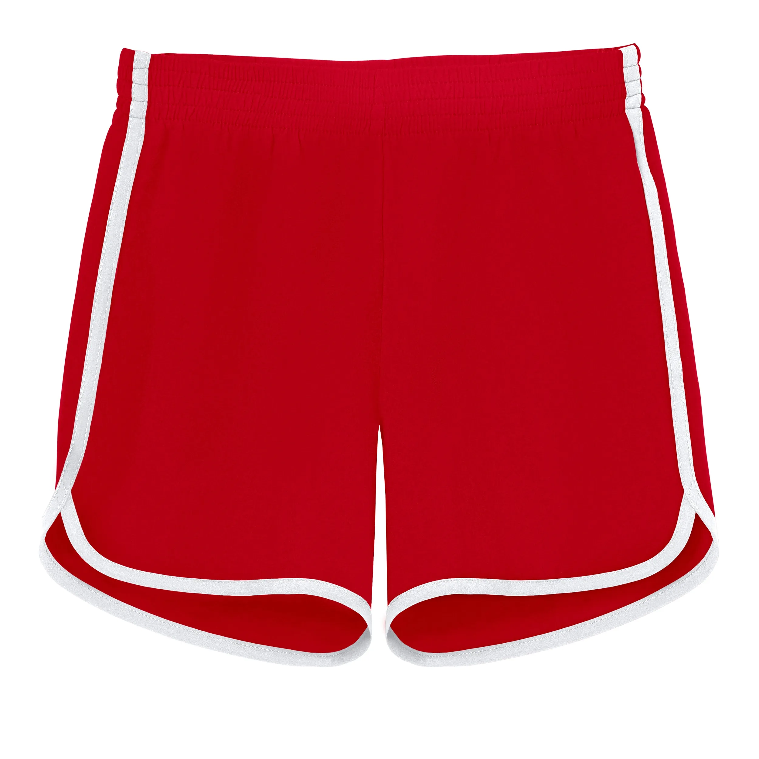 Boys UPF 50  Classic Surf Style Boys Swim Shorts - Mid-Thigh Length | Red w/ White