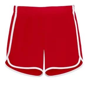 Boys UPF 50  Classic Surf Style Boys Swim Shorts - Mid-Thigh Length | Red w/ White