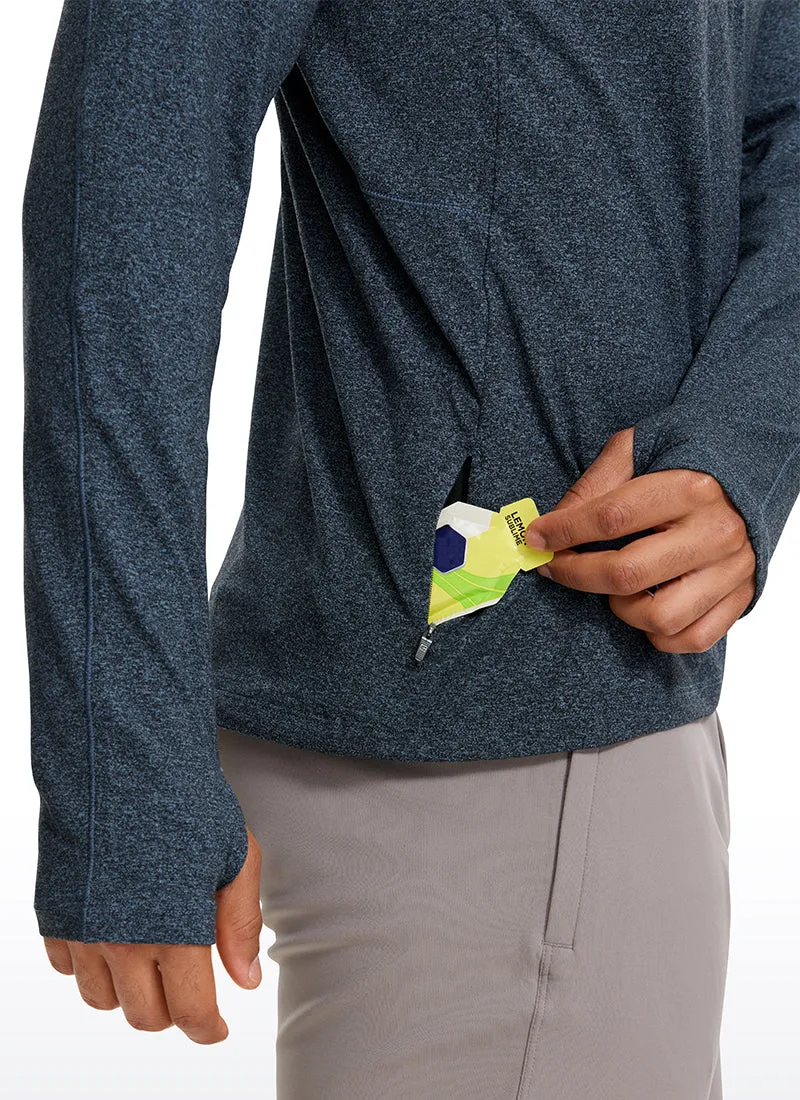 Brushed Half Zip Long Sleeve with Thumbhole