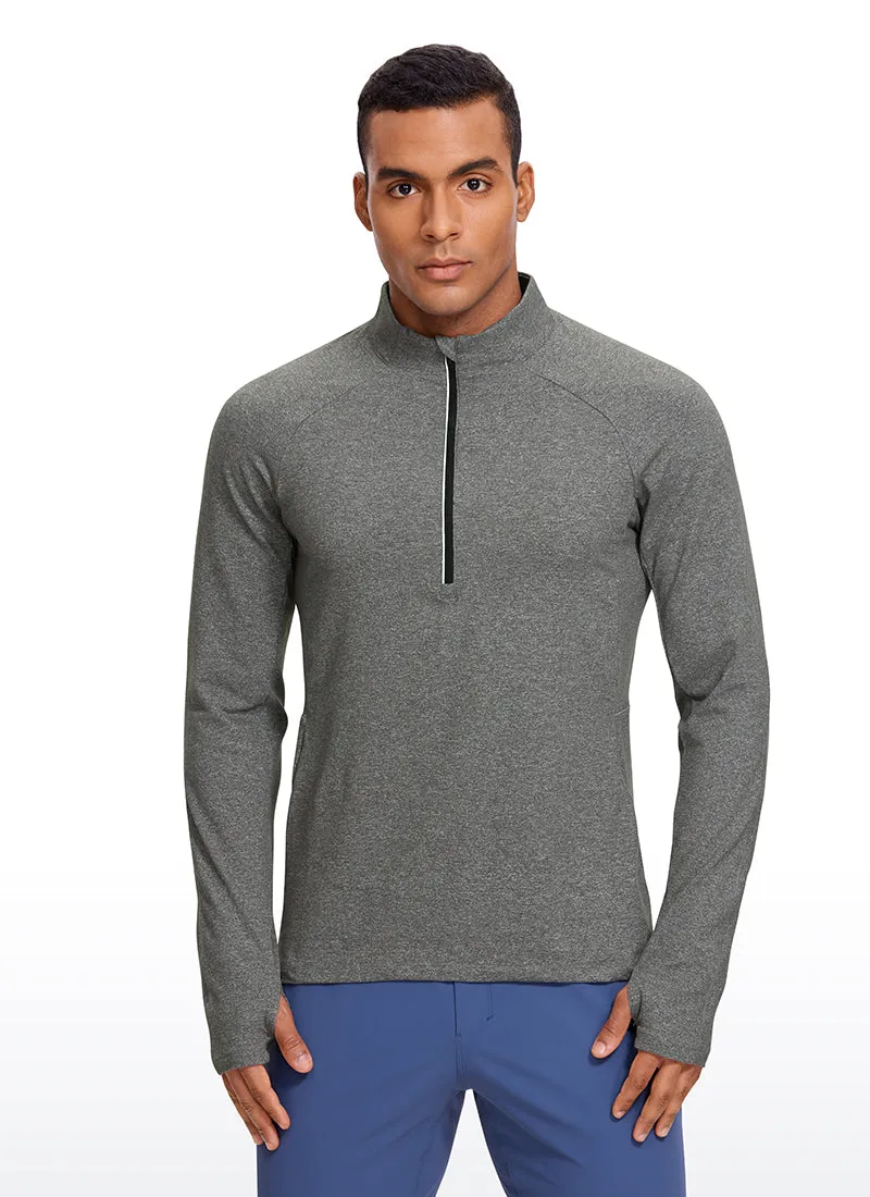 Brushed Half Zip Long Sleeve with Thumbhole