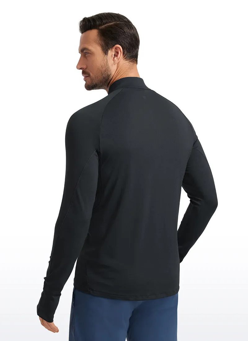 Brushed Half Zip Long Sleeve with Thumbhole